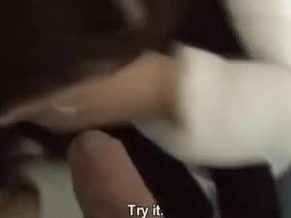 Shy spectacled teenager gives great blowjob